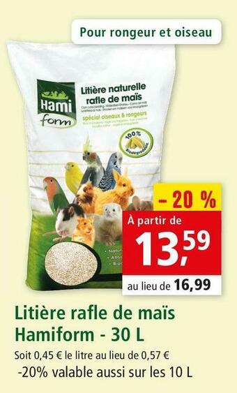 Maxi Zoo Hamiform litière rafle de maïs offre