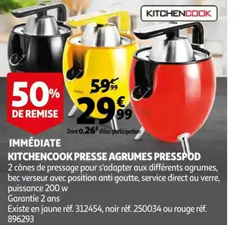 Auchan Kitchencook presse agrumes presspod offre