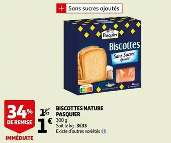 Auchan Pasquier biscottes nature offre