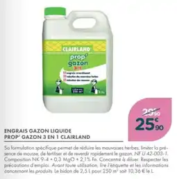 Point Vert Engrais gazon liquide prop' gazon 3 en 1 clairland offre