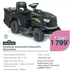 Point Vert Progreen tondeuse autoportée pg84 boîte mécanique offre