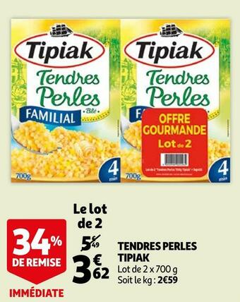 Auchan Tipiak tendres perles offre