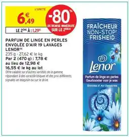 Intermarché PARFUM DE LINGE EN PERLES ENVOLÉE D'AIR 19 LAVAGES LENOR offre