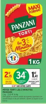 Intermarché Pâtes Torti Les 3 minutes PANZANI offre