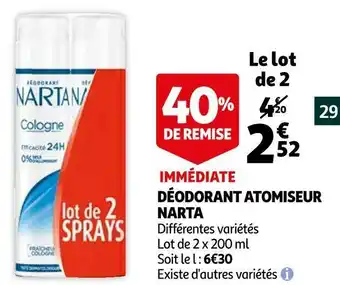 Auchan Narta déodorant atomiseur offre