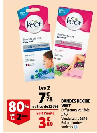 Auchan Veet bandes de cire offre
