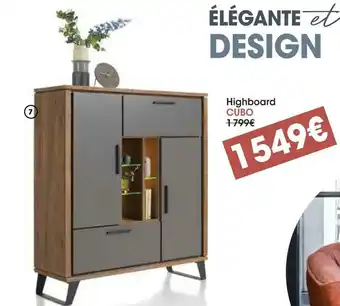 Highboard cubo avec éclairage led