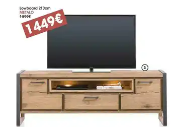 H&H Lowboard 210 cm metalo avec éclairage led offre
