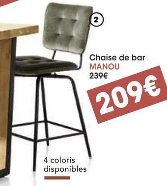H&H Chaise de bar manou en tissu karese offre