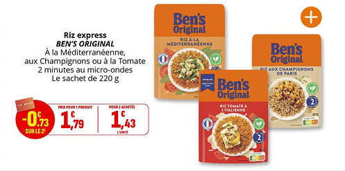 Coccimarket Riz express ben's original offre