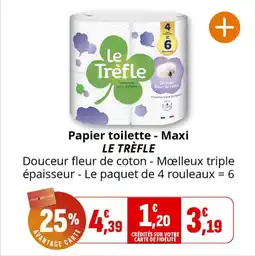 Coccimarket Papier toilette maxi le trèfle offre
