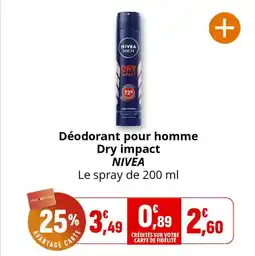 Coccimarket Déodorant pour homme dry impact nivea offre
