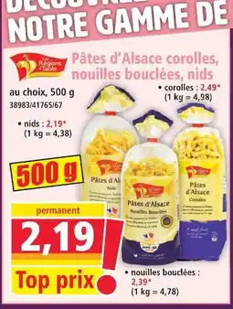 Norma Les régions à table pâtes d’alsace corolles, nouilles bouclées, nids offre