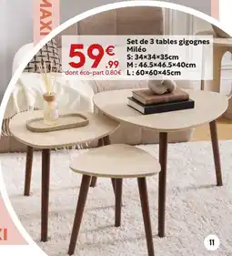 Maxi Bazar Miléo set de 3 tables gigognes offre