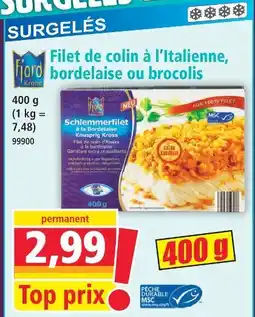 Norma Fjord krone filet de colin à l’italienne bordelaise ou brocolis offre