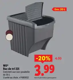 Lidl W5 bac de tri 22l offre