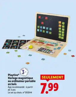 Lidl Playtive horloge magnétique en bois offre