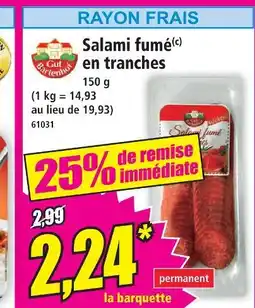 Norma Salami fumé en tranches offre