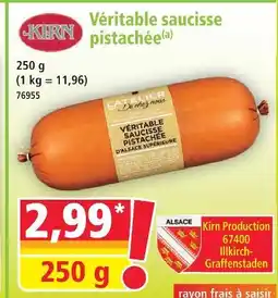Norma Kirn véritable saucisse pistachée offre