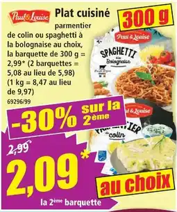 Norma Paul & louise plat cuisiné parmentier de colin offre