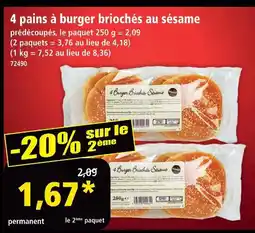 Norma 4 pains à burger briochés au sésame offre