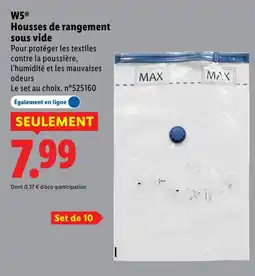 Lidl W5 housses de rangement sous vide offre