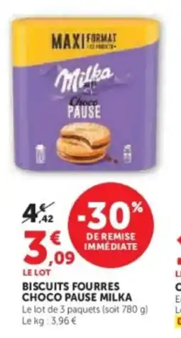 Super U Biscuits fourres choco pause milka offre