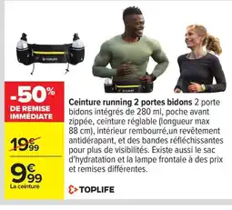 Carrefour TOPLIFE Ceinture running 2 portes bidons offre