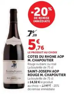 Super U Cotes du rhone aop m. chapoutier offre