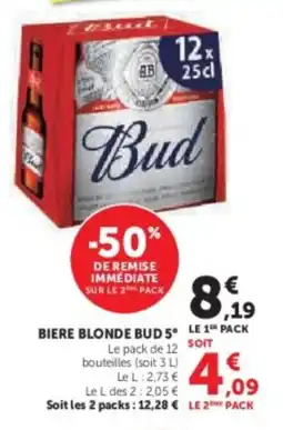 Super U Biere blonde bud 5° offre