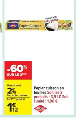 Carrefour ALBAL Papier cuisson en feuilles offre