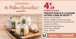 Super U Chevrot moulé à la louche laiterie terre de sèvre offre