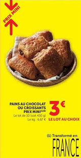 Super U Pains au chocolat ou croissants prix mini offre