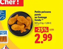 Lidl Petits poissons panés au fromage fondu offre