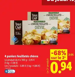 Lidl 4 paniers feuilletés chèvre offre