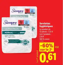 Lidl Serviettes hygiéniques offre