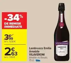 Carrefour Market Vilaveroni - lambrusco emilia amabile offre