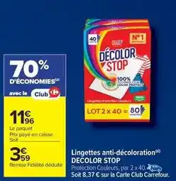 Carrefour Market Carrefour - lingettes anti-décoloration offre