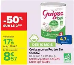 Carrefour Market Croissance en poudre bio offre