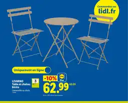 Lidl LIVARNO Table et chaises bistro offre