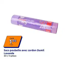Action Sacs poubelle avec cordon dumil lavande offre