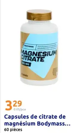 Action Capsules de citrate de magnésium bodymass offre