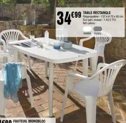 La Foir'Fouille TABLE RECTANGLE offre