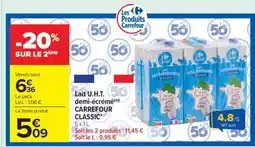 Carrefour Market Lait U.H.T. demi-écrémé CARREFOUR CLASSIC' offre