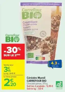 Carrefour Market Céréales Muesli CARREFOUR BIO offre