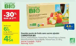Carrefour Market Gourdes purée de fruits sans sucres ajoutés CARREFOUR BIO offre
