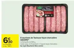 Carrefour Market 8 saucisses de Toulouse façon charcutière offre