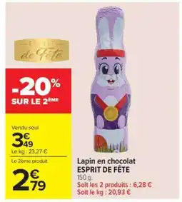 Carrefour Market Lapin en chocolat ESPRIT DE FÊTE offre