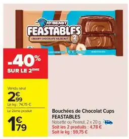 Carrefour Market Bouchées de Chocolat Cups FEASTABLES offre