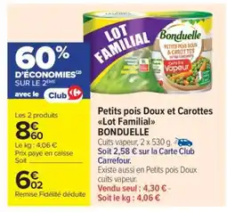Carrefour Market Petits pois Doux et Carottes Lot Familial BONDUELLE offre